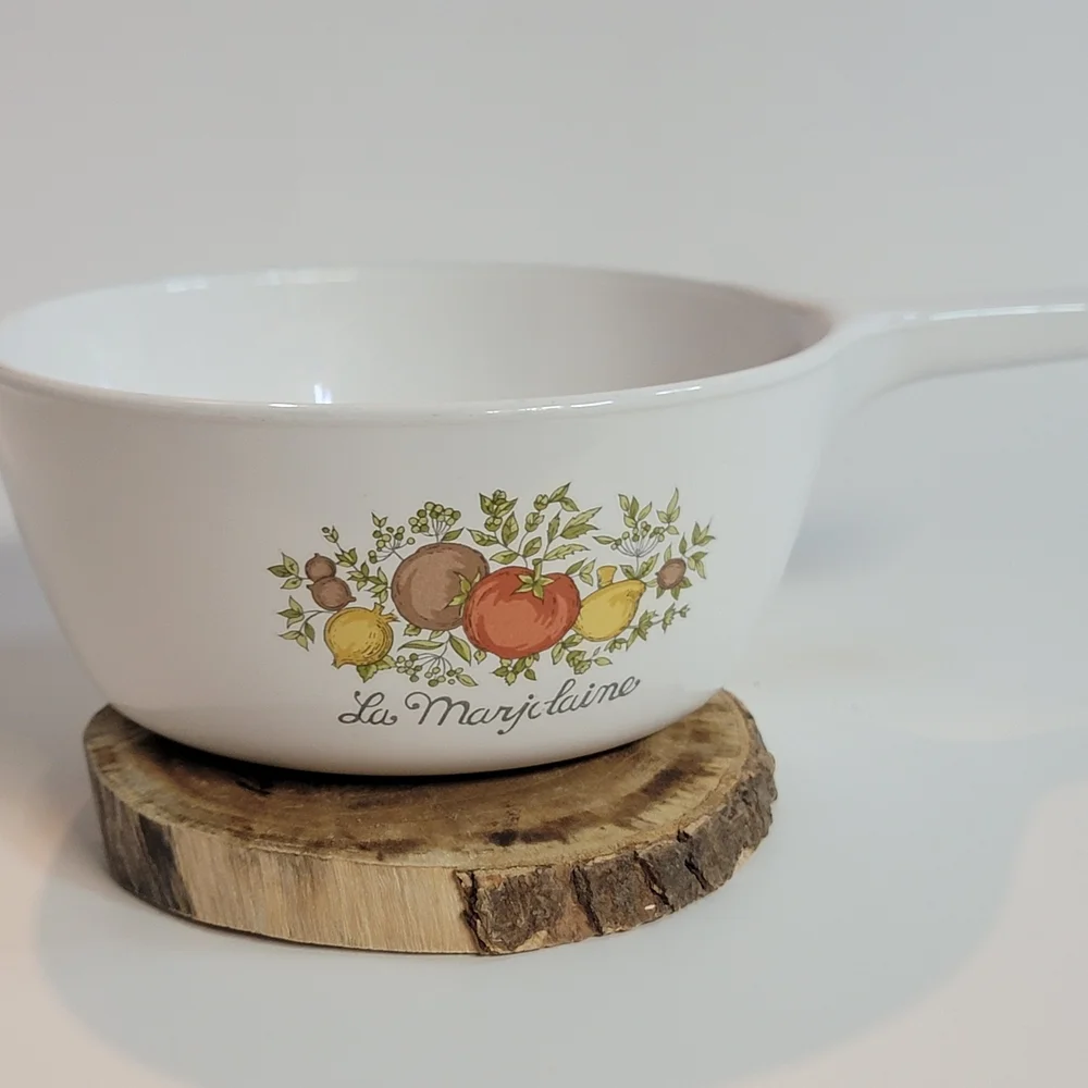 Corningware White Cookware with Fruit Motif